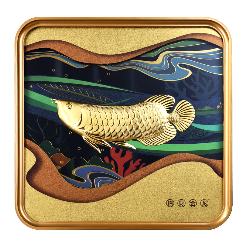 新款足金金龙鱼摆件浮雕工艺黄金0.1克0.2克开业送礼客厅办公室礼品摆件